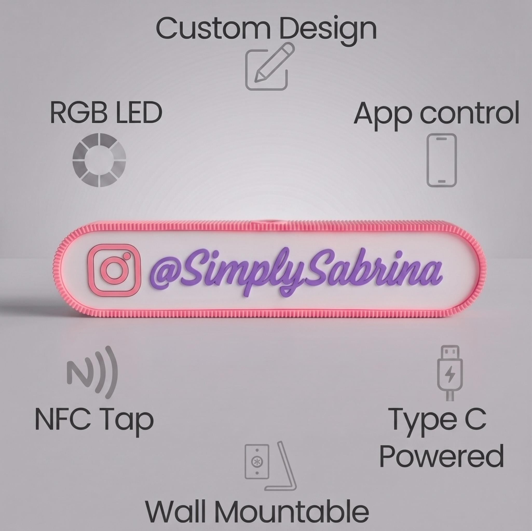 Custom Instagram Gift Sign Lightbox With NFC