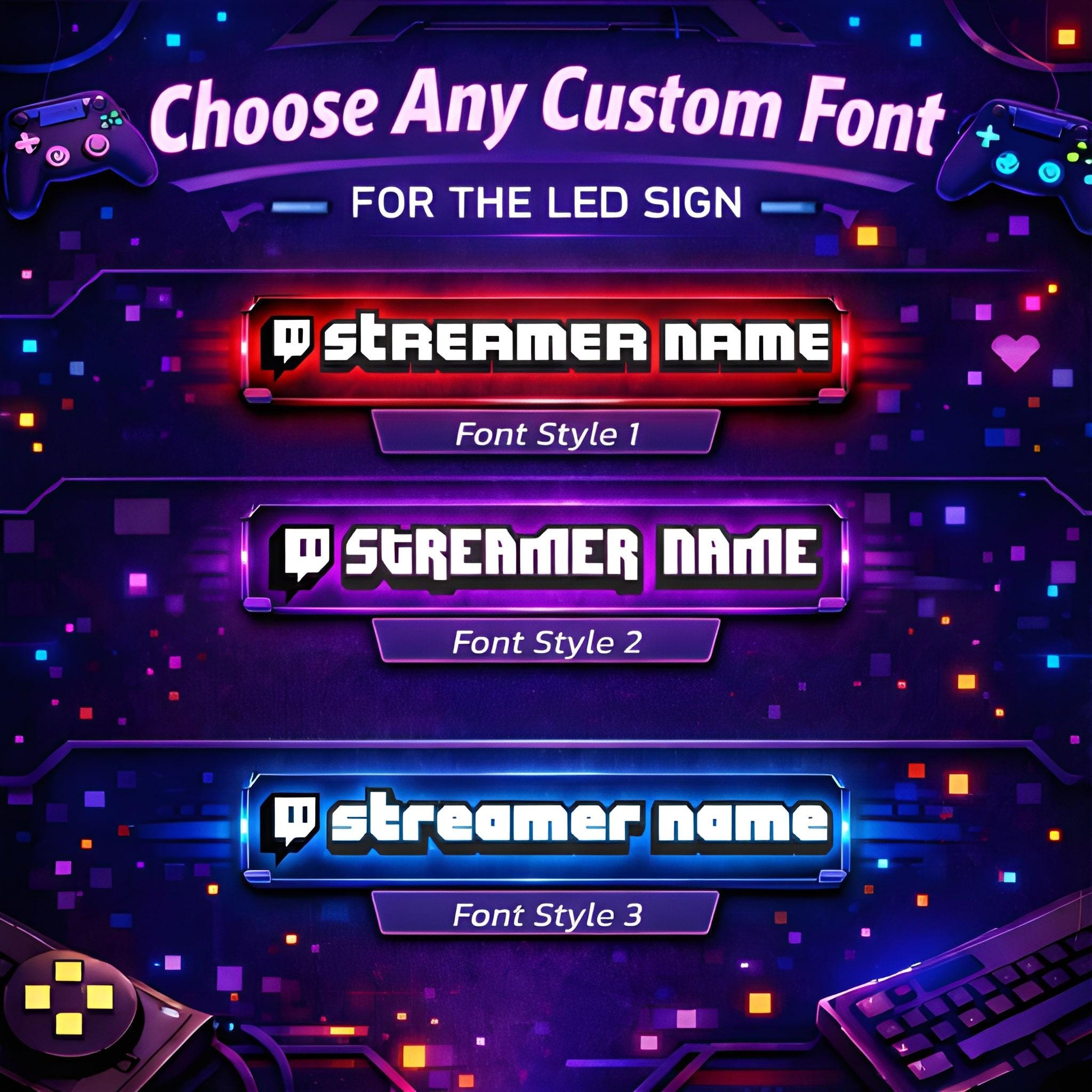 Custom Twitch Led Sign Bluetooth Controlled